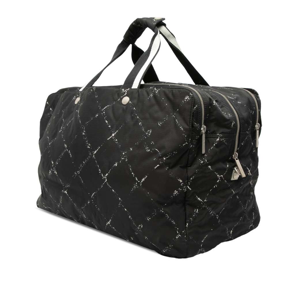 Chanel Old Travel Line Nylon Travel Bag Black Good condition - Back View