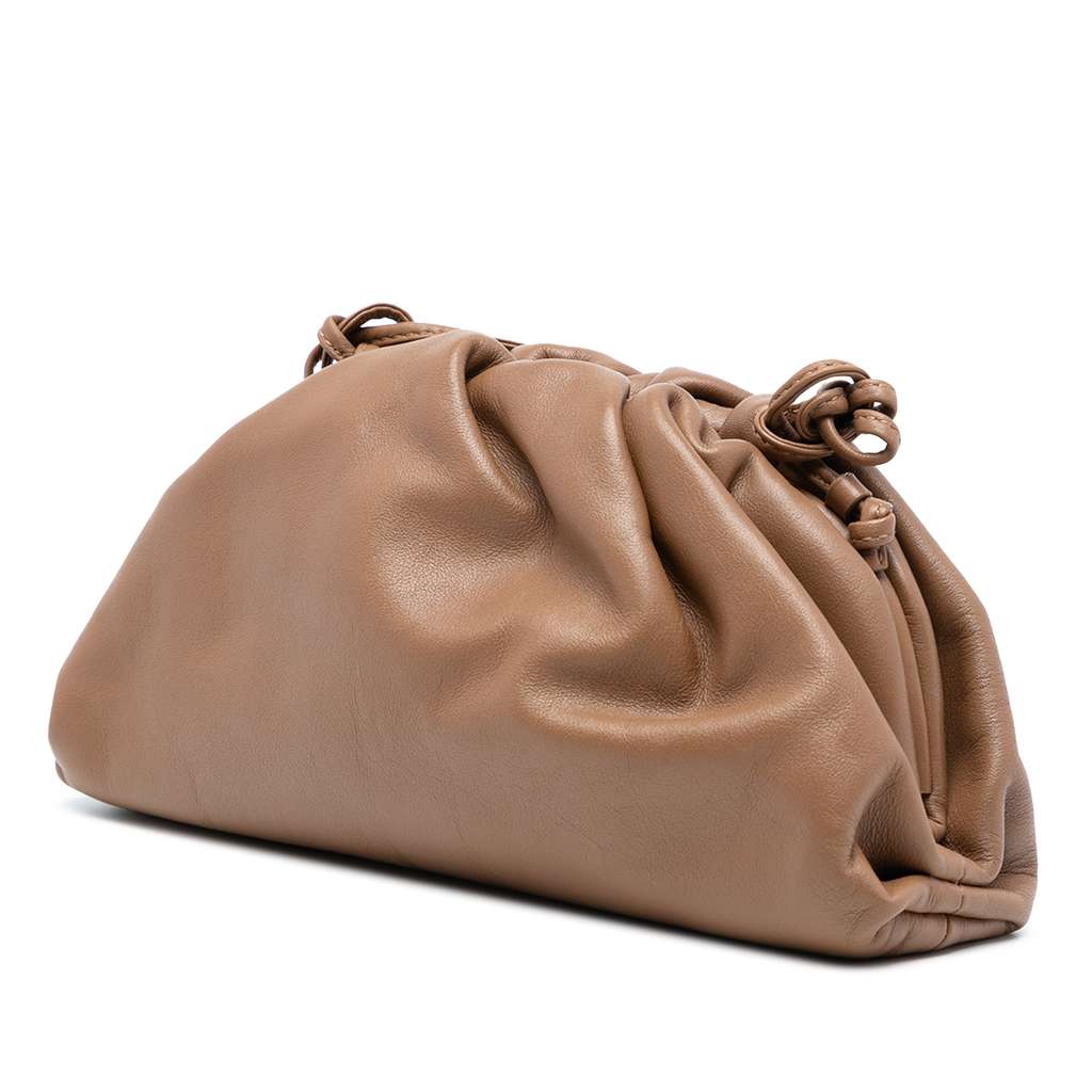 Bottega Veneta Lambskin The Mini Pouch Crossbody Brown Leather Good condition - Back View