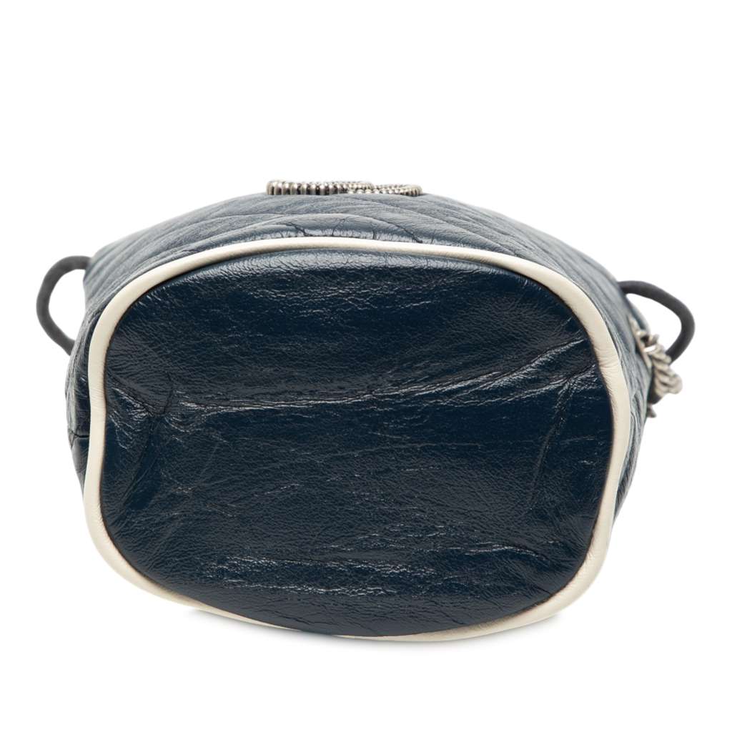 Gucci Mini GG Marmont Matelasse Diagonal Leather Torchon Bucket Bag Blue Leather Good condition - Inside View