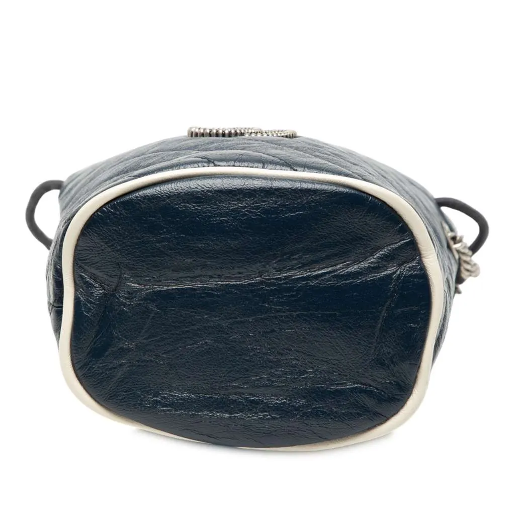 Gucci Mini GG Marmont Matelasse Diagonal Leather Torchon Bucket Bag Blue Leather Very good - Inside View