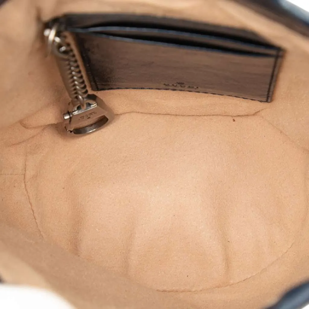 Gucci Mini GG Marmont Matelasse Diagonal Leather Torchon Bucket Bag Blue Leather Very good - Model View