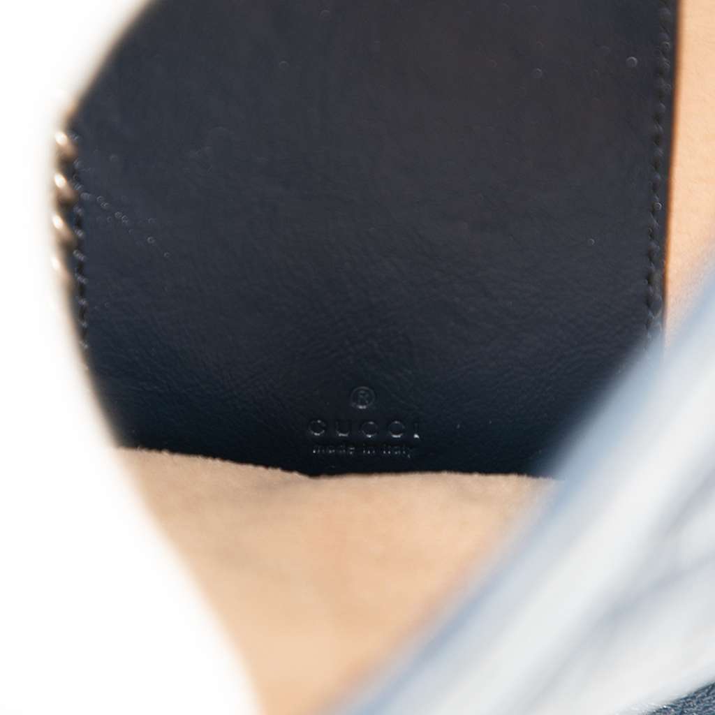 Gucci Mini GG Marmont Matelasse Diagonal Leather Torchon Bucket Bag Blue Leather Good condition - Box View