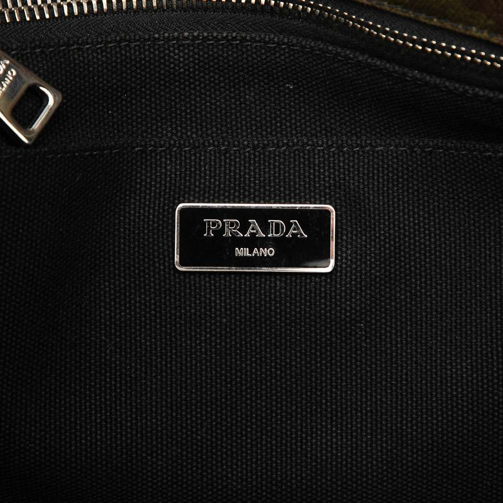 Prada Canvas Canapa Logo Camouflage Satchel Brown Canvas Good condition - Box View
