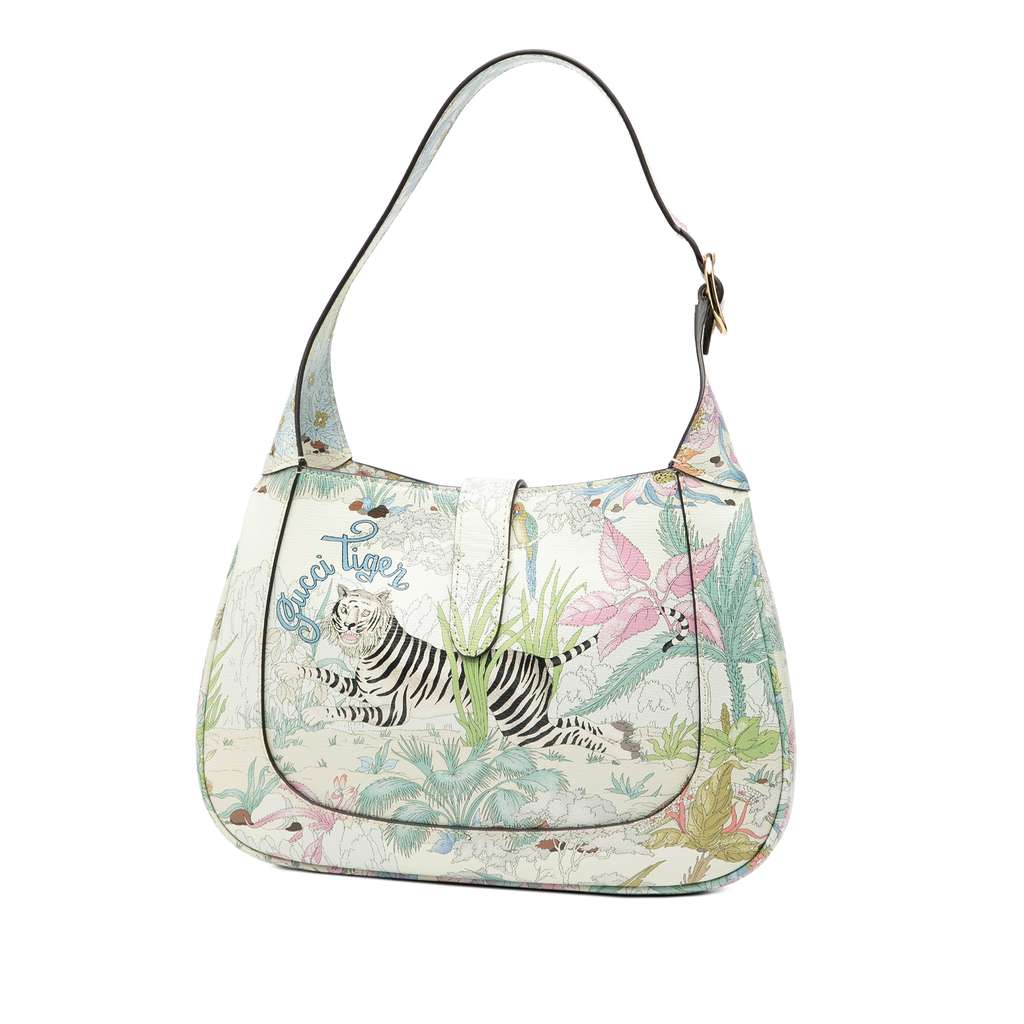 Gucci Small Calfskin Tiger Jackie 1961 Crossbody Blue Leather Good condition - Back View