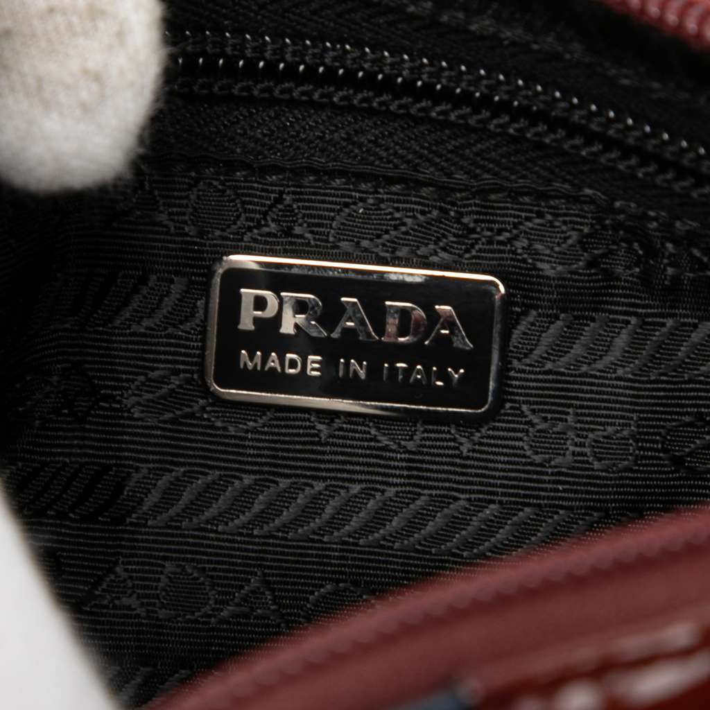 Prada Patent Trimmed Vitello Drive Crossbody Blue Leather Fair condition - Box View