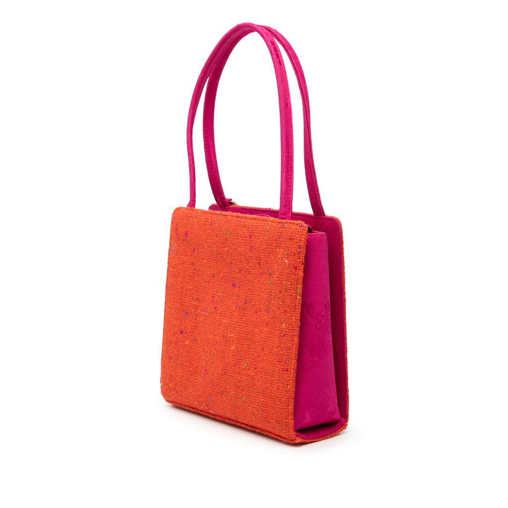 Dior Bicolor Tweed Top Handle Bag Orange Tweed Good condition - Back View