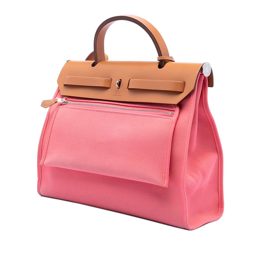 Hermès Toile Herbag Zip 31 Pink Canvas Good condition - Back View