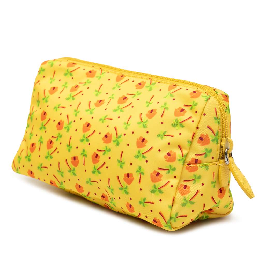 Prada Tessuto Stampato Palm Cosmetic Pouch Yellow Good condition - Back View