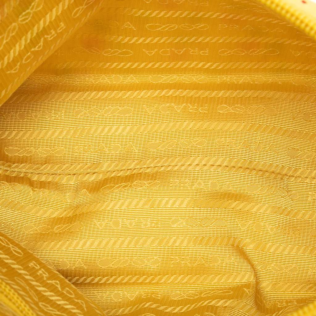 Prada Tessuto Stampato Palm Cosmetic Pouch Yellow Good condition - Model View