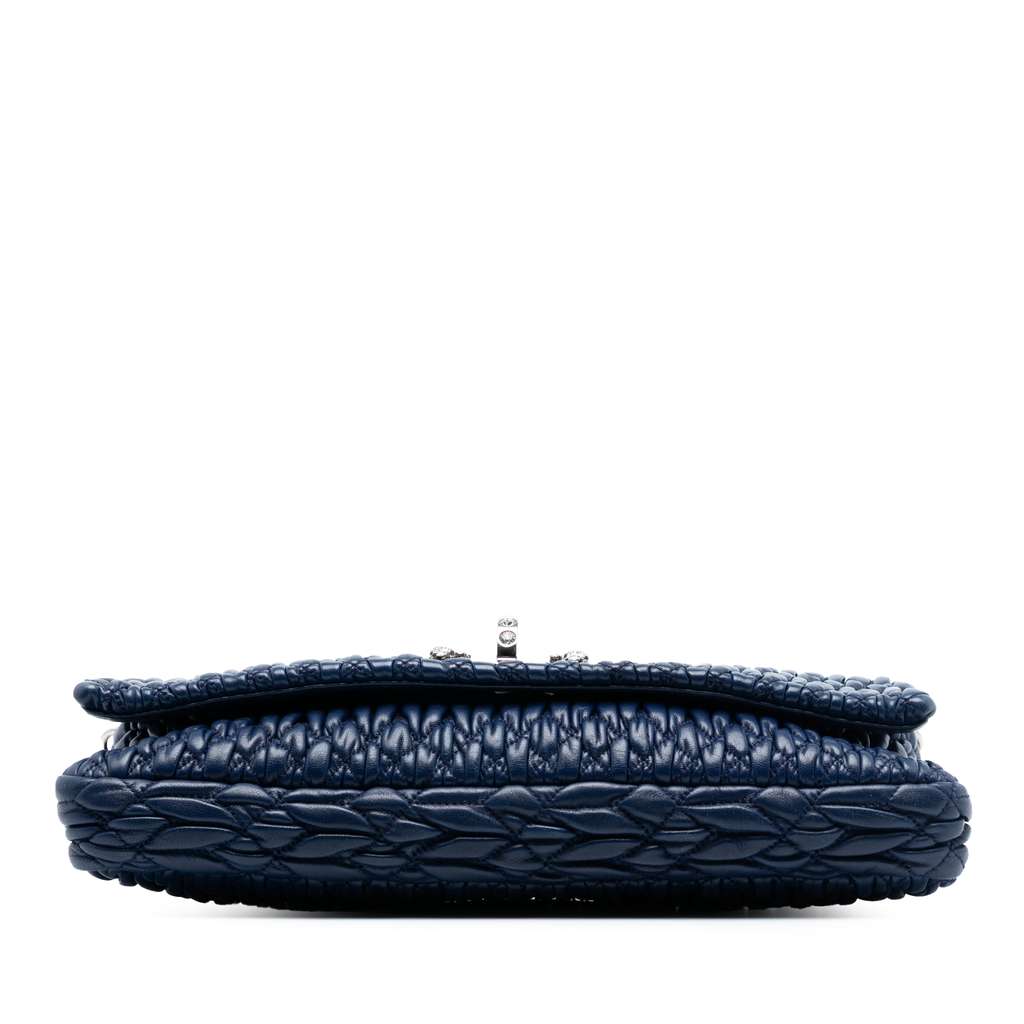 Miu Miu Matelasse Nappa Crystal Chain Satchel Blue Leather Good condition - Inside View