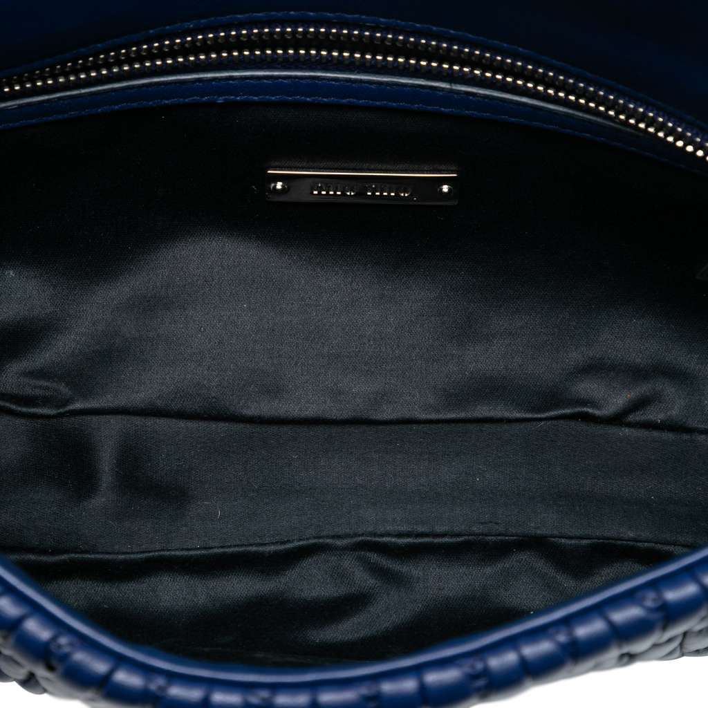 Miu Miu Matelasse Nappa Crystal Chain Satchel Blue Leather Good condition - Model View