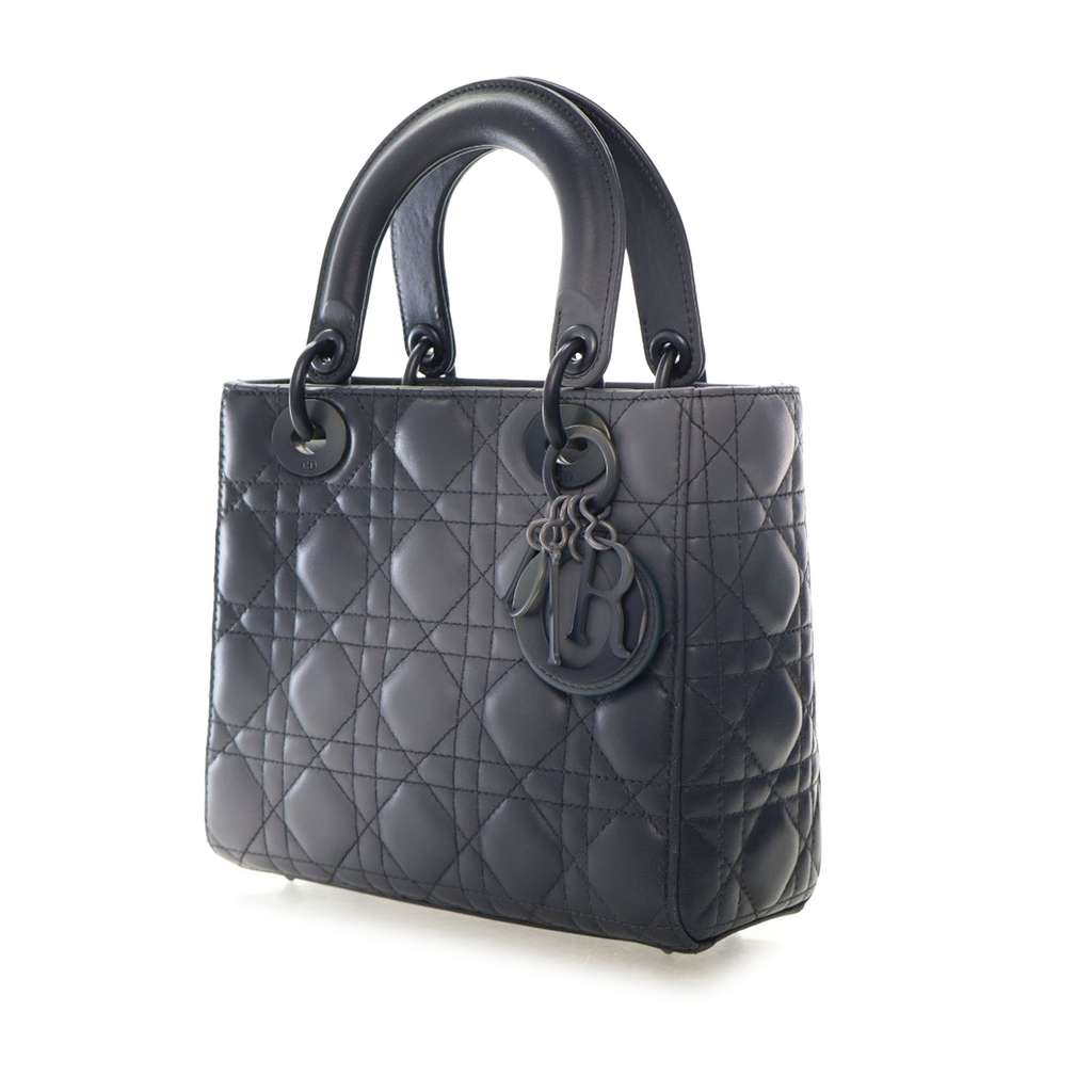 Dior Small Lambskin Cannage My ABCDior Lady Dior Grey Leather Good condition - Back View