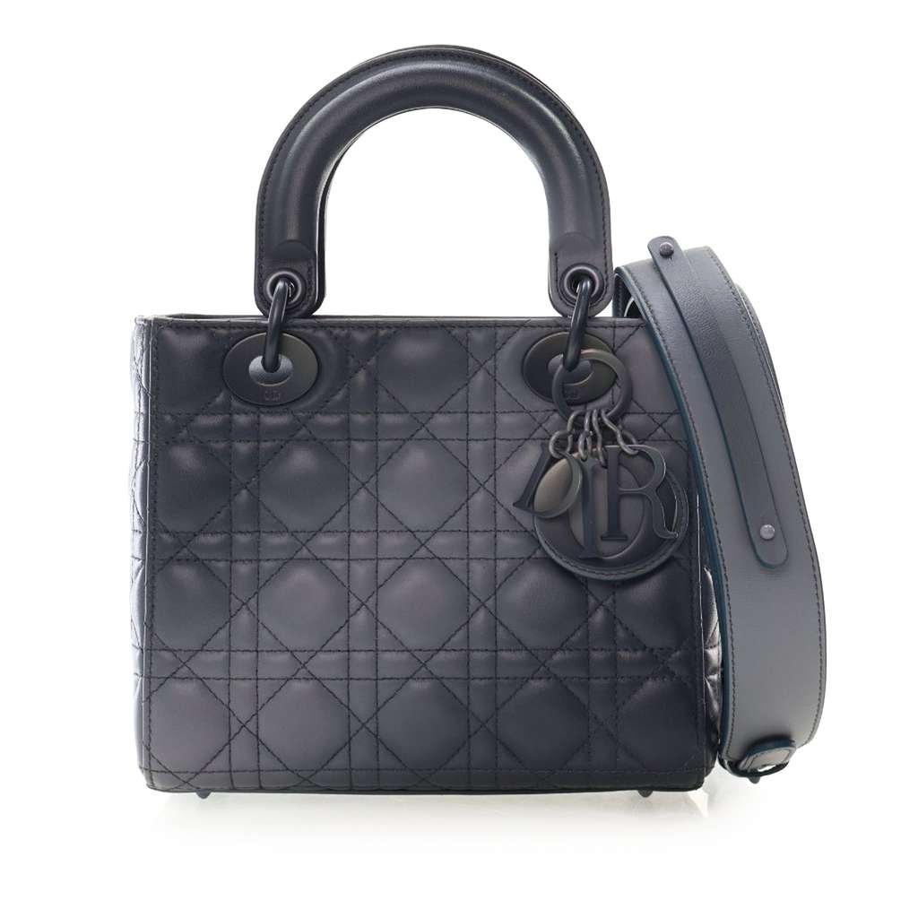 Dior Small Lambskin Cannage My ABCDior Lady Dior Grey Leather Good condition - Model View