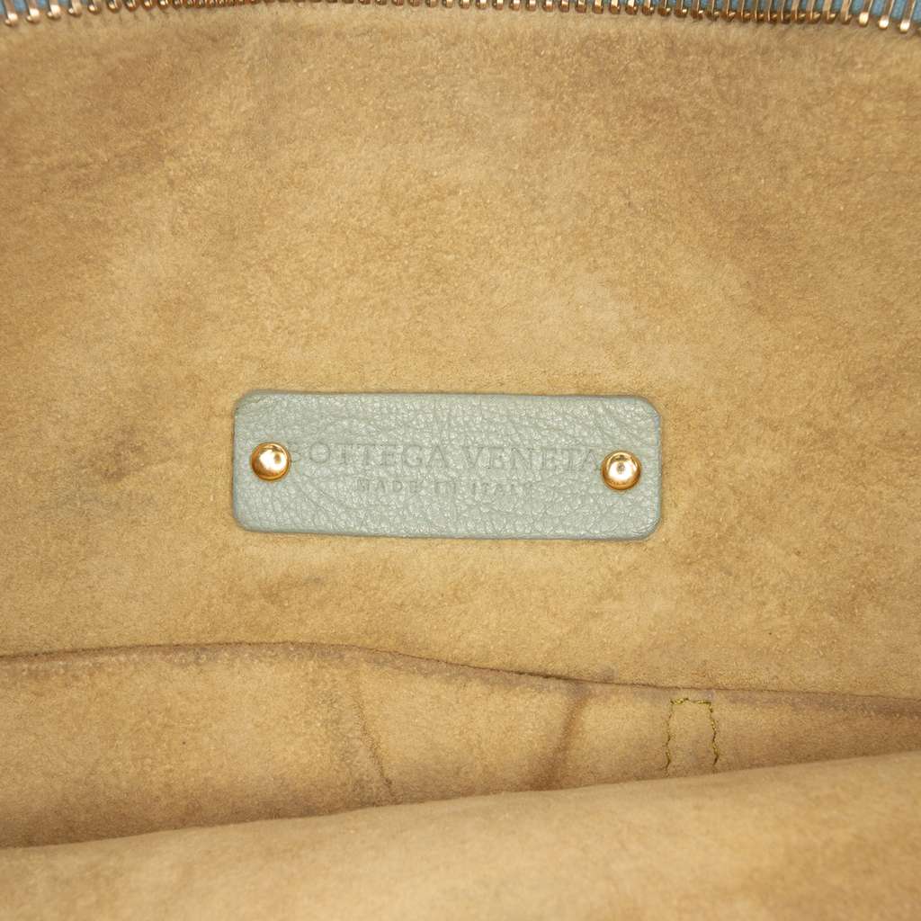 Bottega Veneta Intrecciato Trimmed Leather Shoulder Bag Green Leather Good condition - Box View