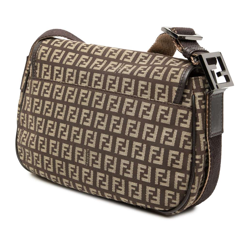 Fendi Zucchino Canvas Crossbody Brown Canvas Good condition - Back View