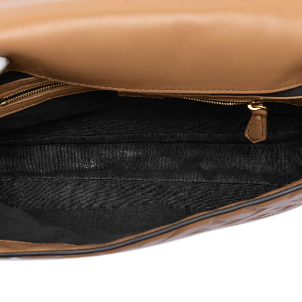 Fendi Zucca Embossed Leather Baguette Satchel Brown Leather Good condition - Model View