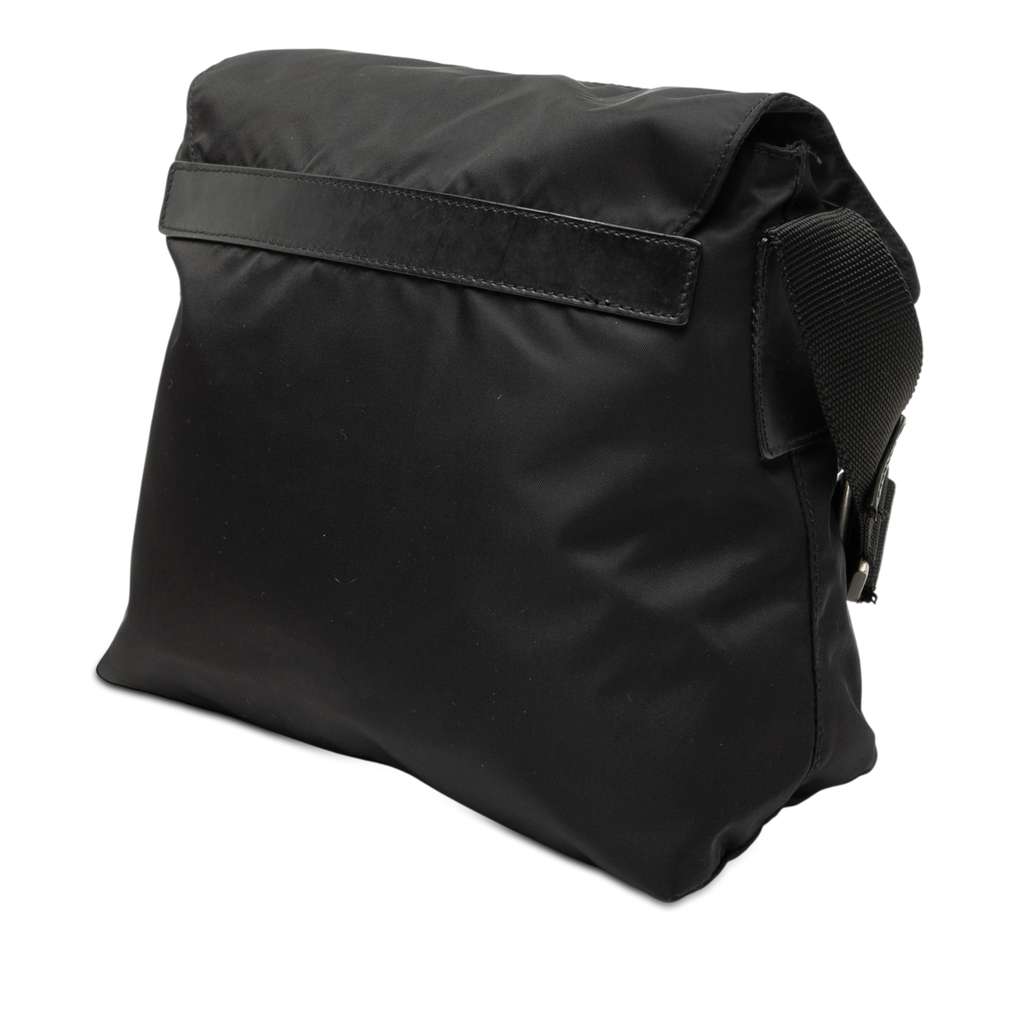 Prada Tessuto Zip Buckle Messenger Bag Black Very good condition - Back View