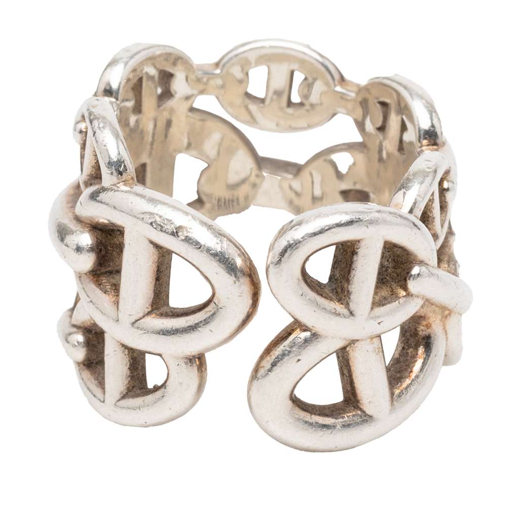 Hermès Large Sterling Silver Chaine d'Ancre Enchainee Ring Silver Silver Good condition - Inside View