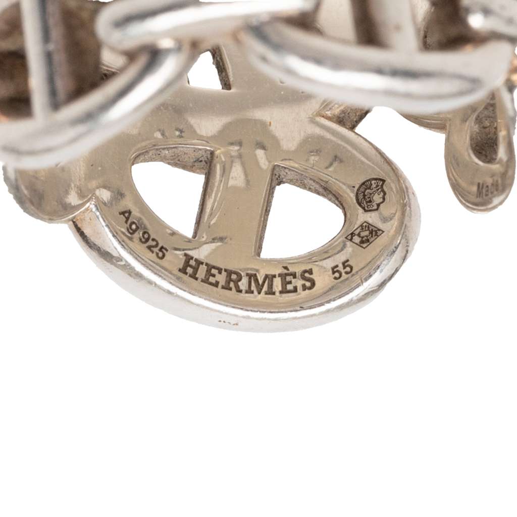 Hermès Large Sterling Silver Chaine d'Ancre Enchainee Ring Silver Silver Good condition - Model View