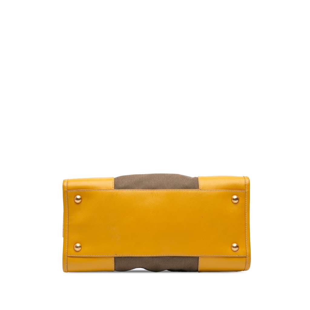 Prada Saffiano Trimmed Canvas Canapa Logo Satchel Brown Canvas Good condition - Inside View