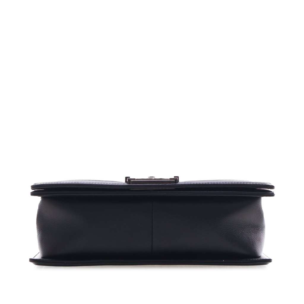 Chanel Old Medium Quilted Lambskin Boy Flap Black Leather Good condition - Inside View