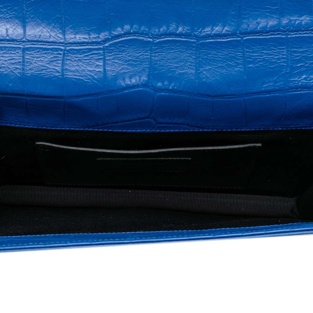 Saint Laurent Croc Embossed Monogram Kate Clutch Blue Leather Good condition - Model View