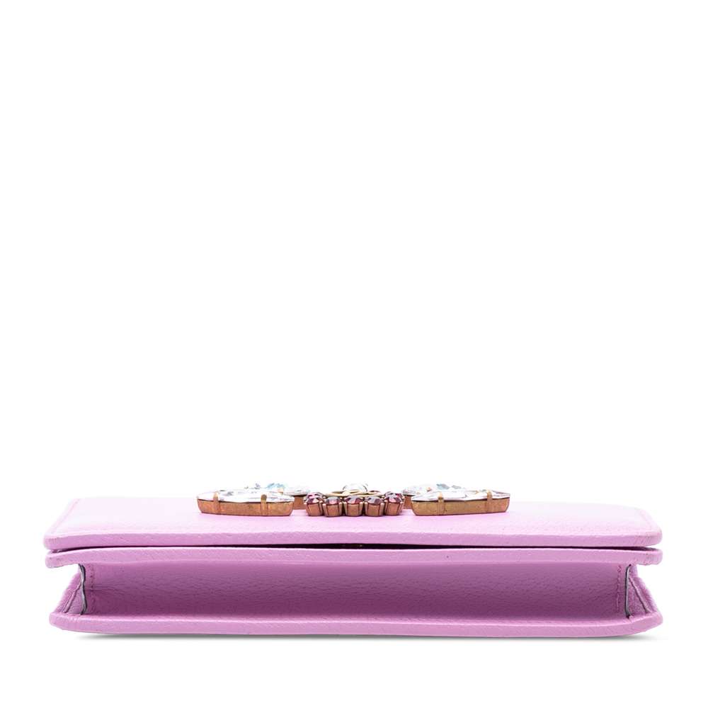 Gucci GG Marmont Embellished Leather Wallet On Chain Pink Leather Good condition - Inside View