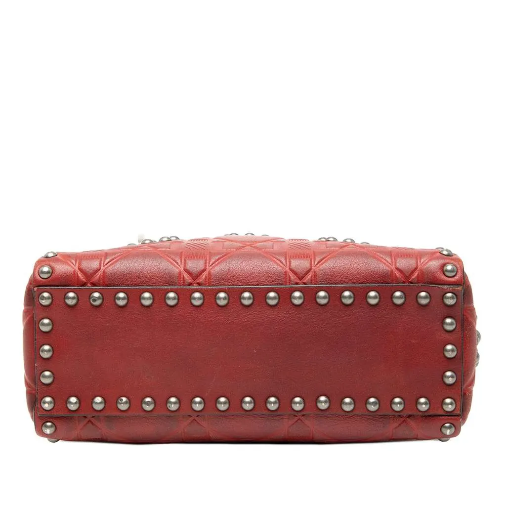 Dior Mini Embossed Calfskin Cannage Studded Flower Lady Dior Red Leather Very good - Inside View