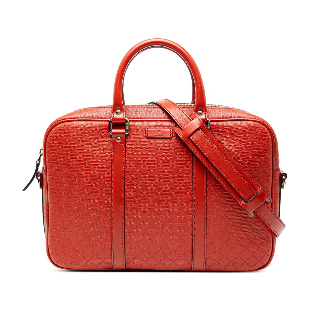 Gucci حقيبة أعمال جلدية لامعة متوسطة الحجم