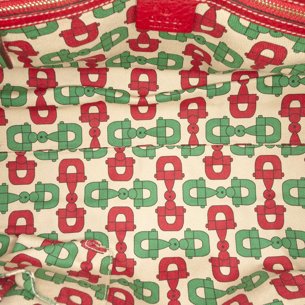 Gucci Guccissima Trimmed Leather Signoria Handbag Red Leather Good condition - Model View