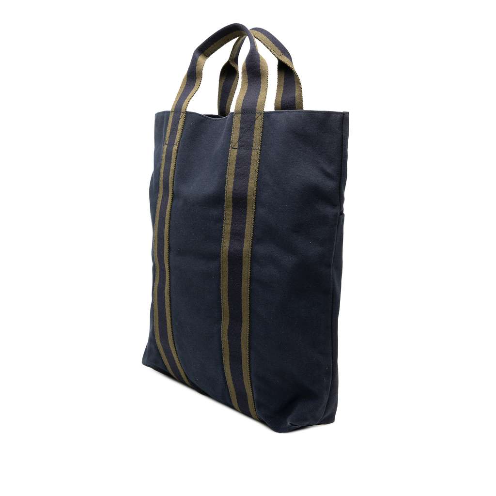 Hermès Toile Fourre Tout Cabas Blue Canvas Good condition - Back View