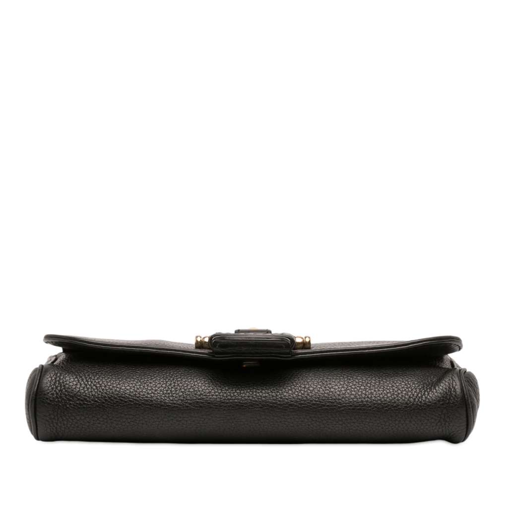 Gucci Pebbled Leather Greenwich Clutch with Chain Black Leather Good condition - Inside View