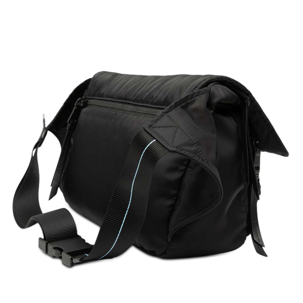 Prada Soft Calf Trimmed Tessuto Double Buckle Belt Bag Black Good condition - Back View