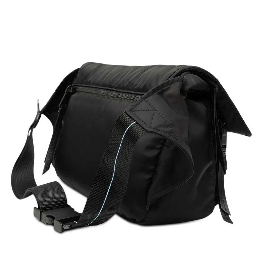 Prada Soft Calf Trimmed Tessuto Double Buckle Belt Bag Black Very good - Back View