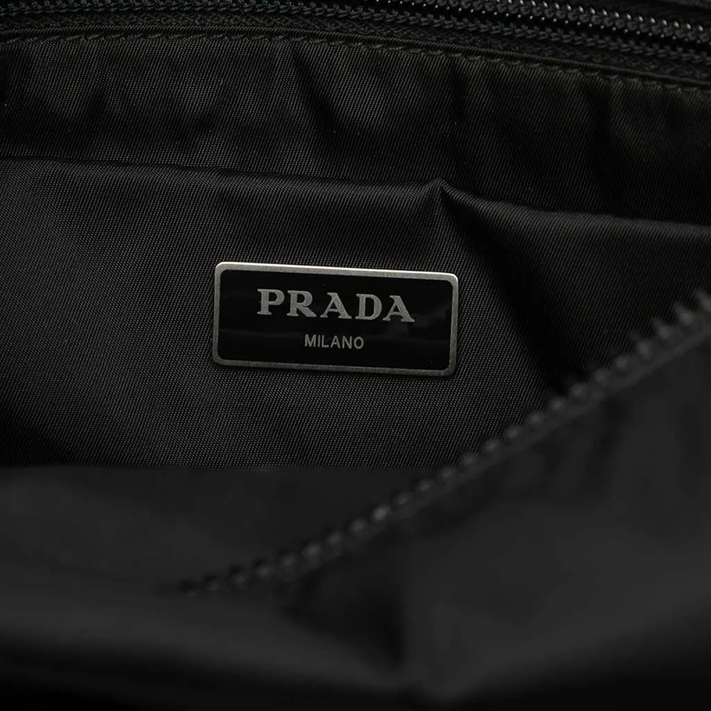 Prada Soft Calf Trimmed Tessuto Double Buckle Belt Bag Black Very good - Box View