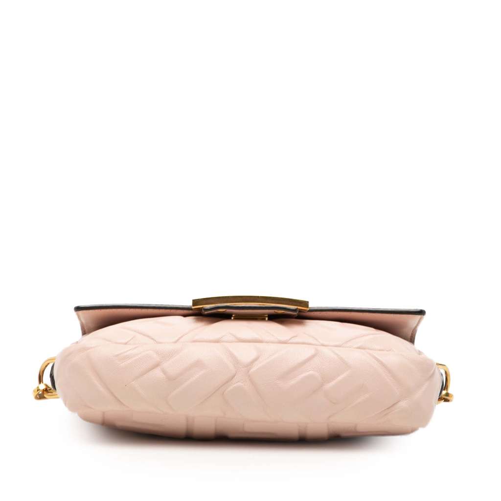 Fendi Mini Zucca Embossed Leather Baguette Satchel Pink Leather Good condition - Inside View