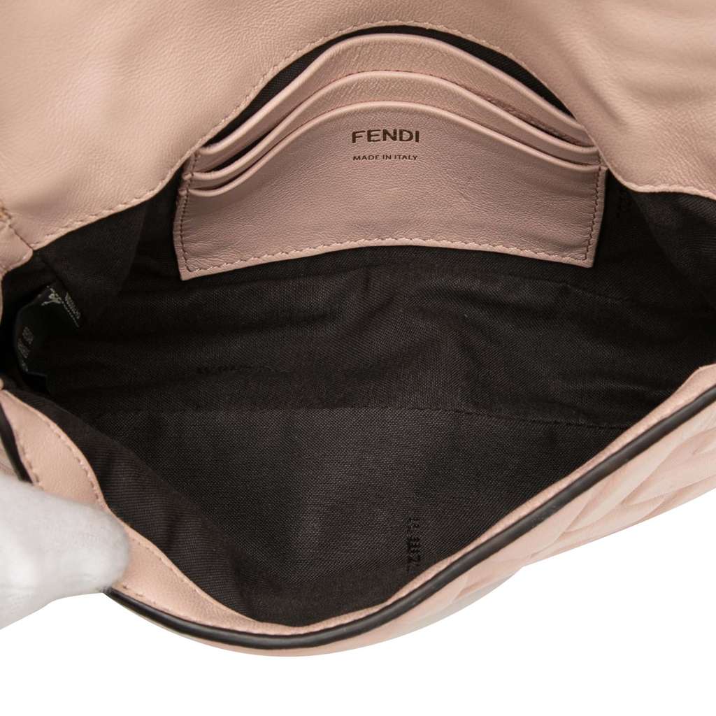Fendi Mini Zucca Embossed Leather Baguette Satchel Pink Leather Good condition - Model View