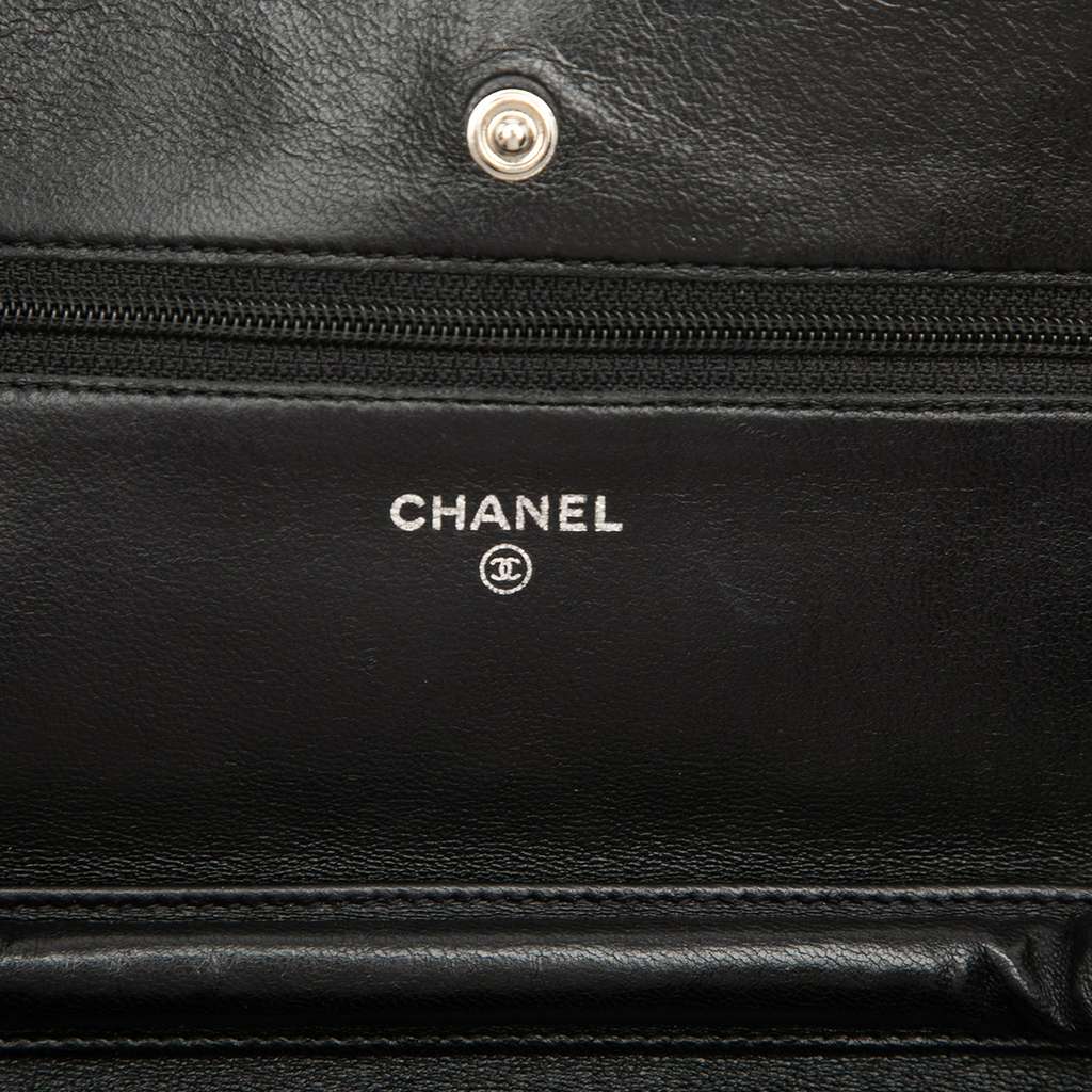 Chanel CC Quilted Lambskin Wallet On Chain Black Leather Good condition - Box View