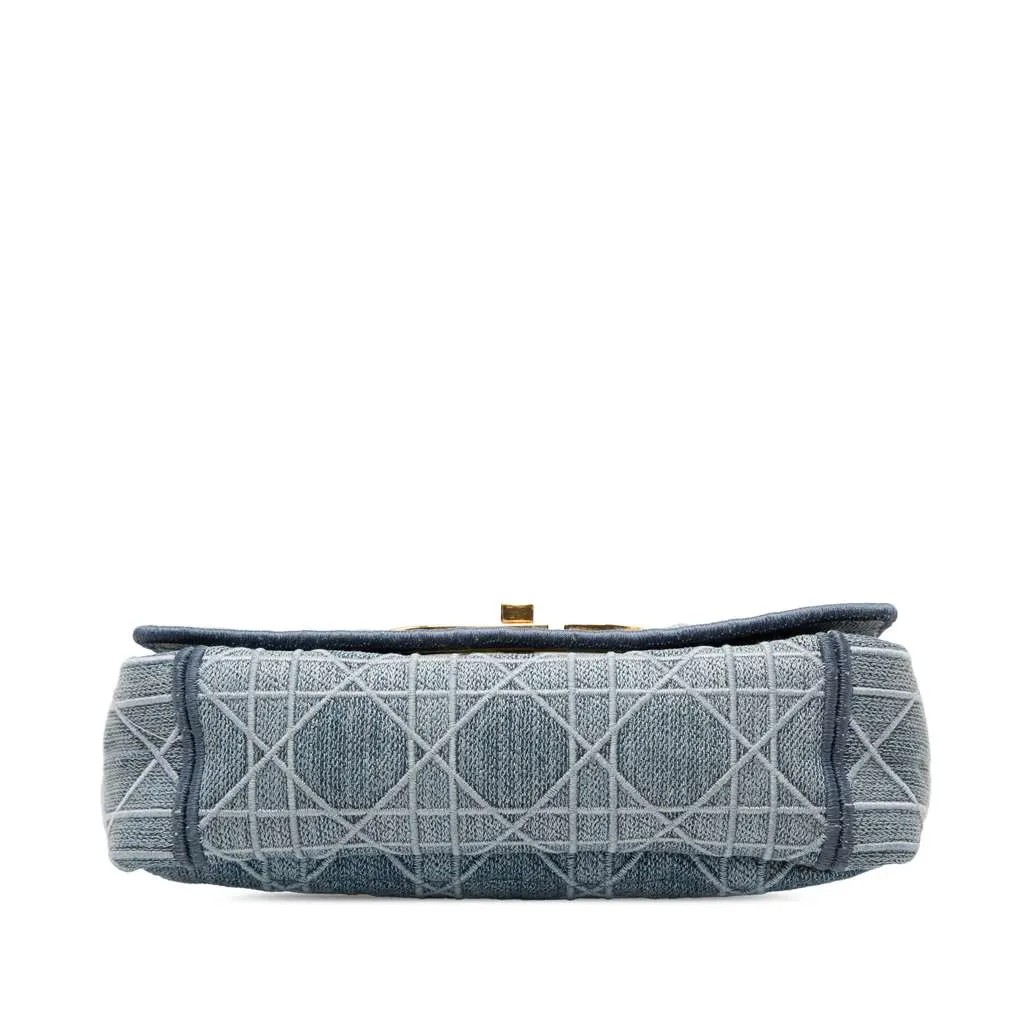 Dior Small Embroidered Denim Cannage Caro Bag Blue Denim Very good - Inside View