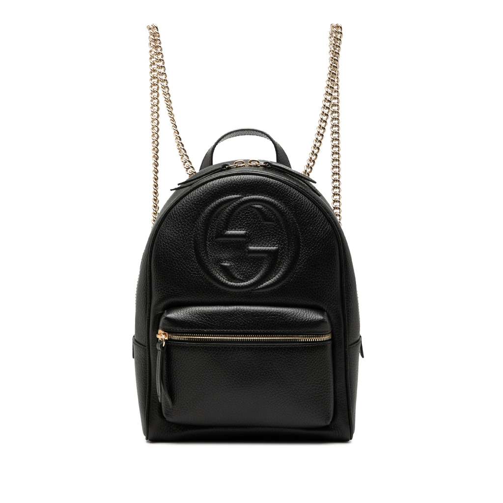 Gucci Pebbled Calfskin Soho Chain Backpack