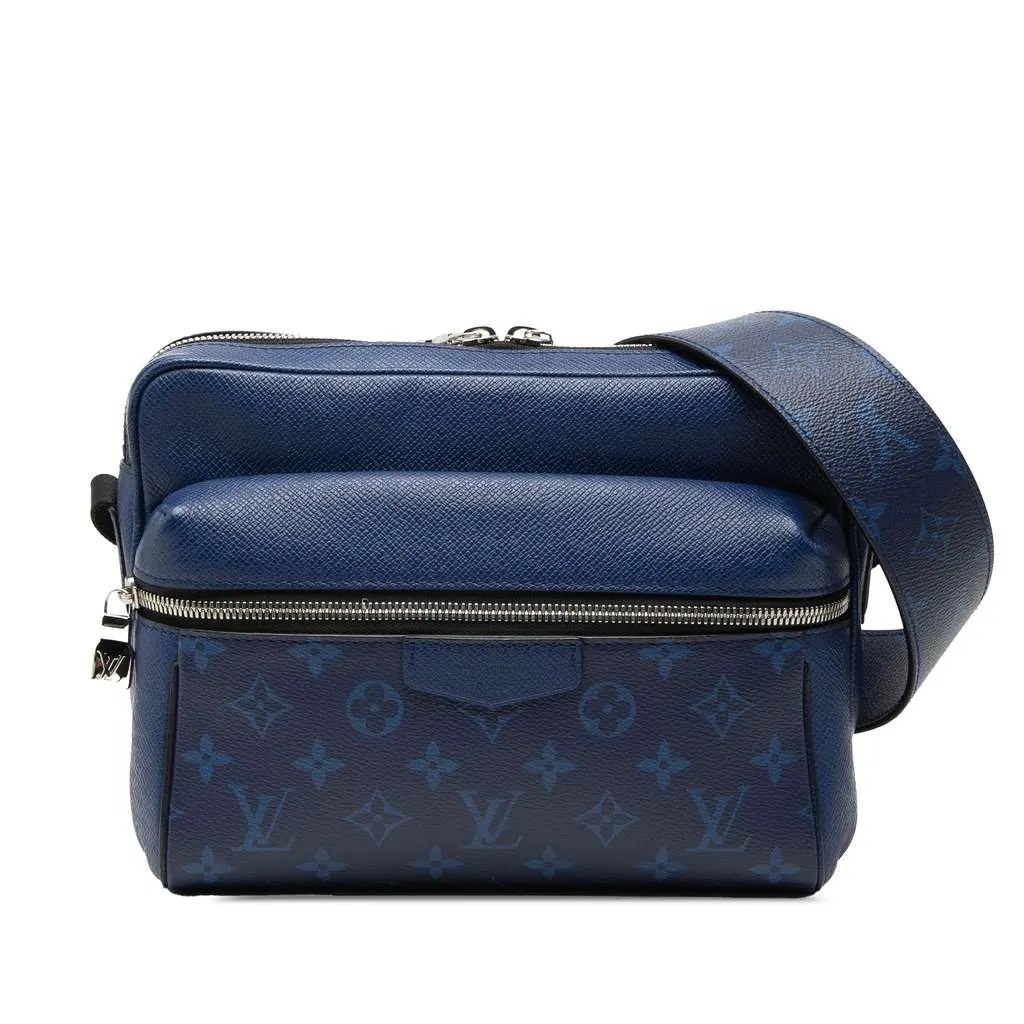 Louis Vuitton Monogram Taigarama Outdoor Messenger Blue Leather Very good - Front View