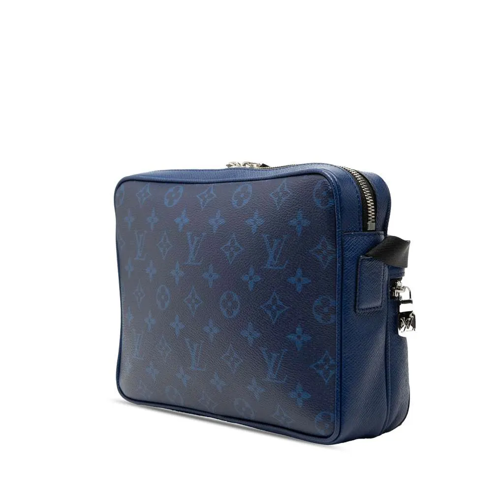 Louis Vuitton Monogram Taigarama Outdoor Messenger Blue Leather Very good - Back View
