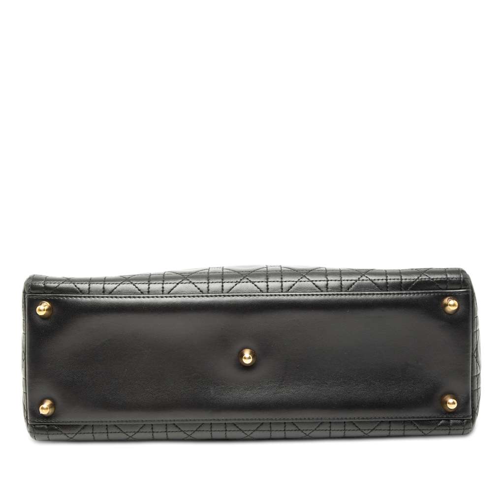 Dior Large Lambskin Cannage Lady Dior Black Leather Good condition - Inside View
