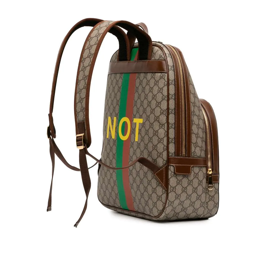 Gucci Medium GG Supreme Fake Not Backpack Brown Canvas Very good - Back View