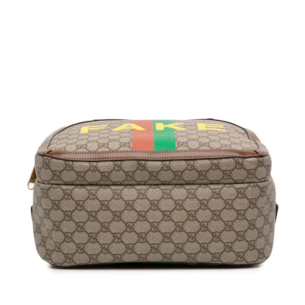 Gucci Medium GG Supreme Fake Not Backpack Brown Canvas Very good - Inside View