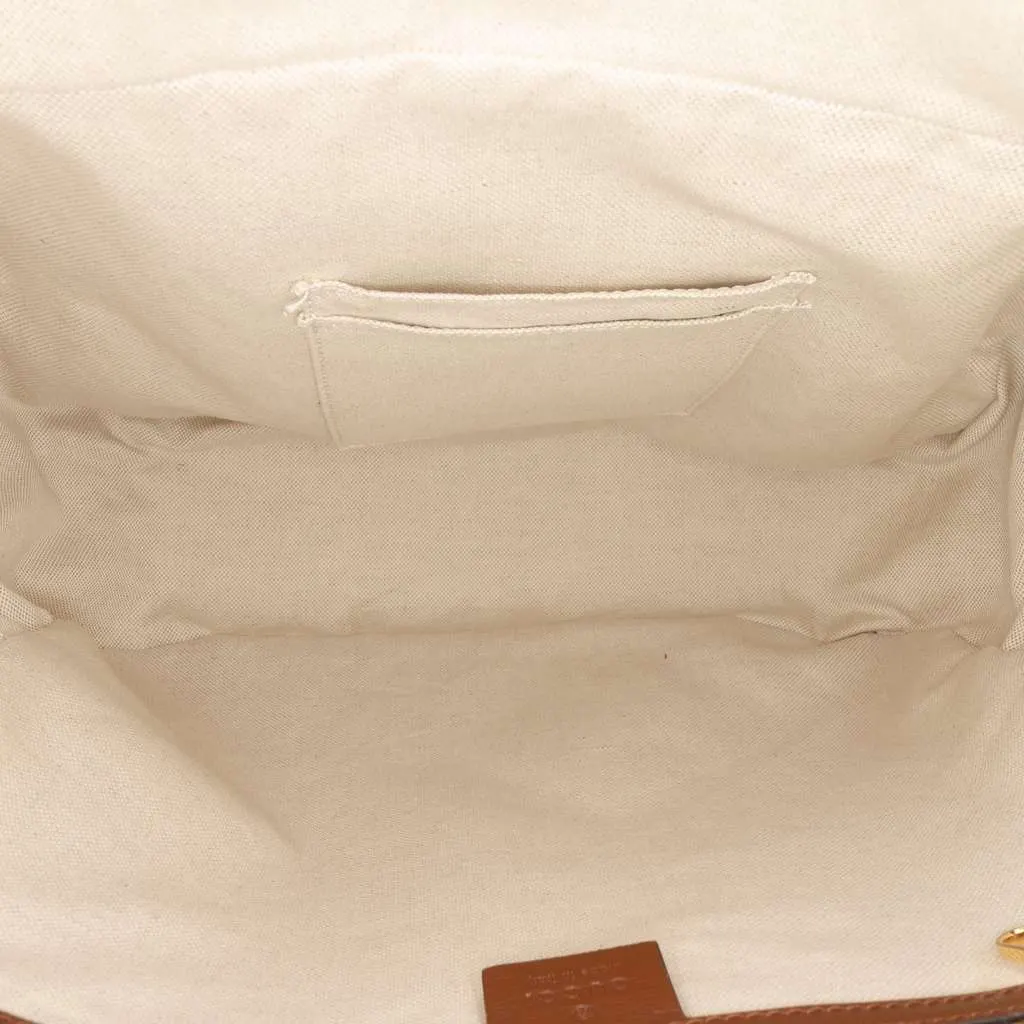 Gucci Medium GG Supreme Fake Not Backpack Brown Canvas Very good - Model View