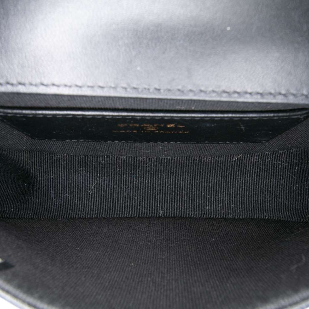 Chanel CC Quilted Lambskin Half Moon Top Handle Flap Black Leather Good condition - Model View