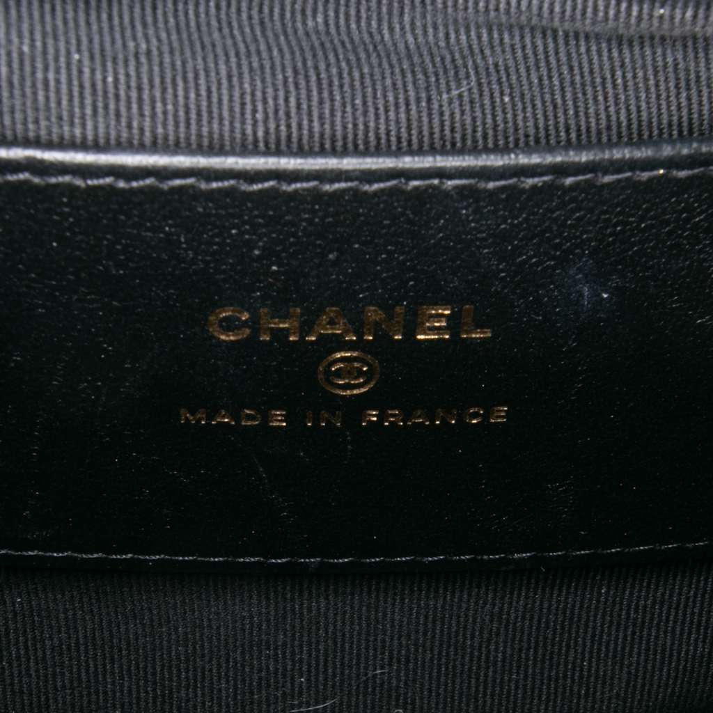 Chanel CC Quilted Lambskin Half Moon Top Handle Flap Black Leather Good condition - Box View