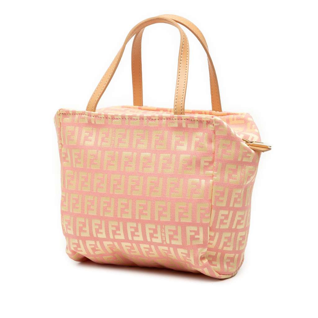 Fendi Mini Zucchino Canvas Handbag Pink Canvas Good condition - Back View