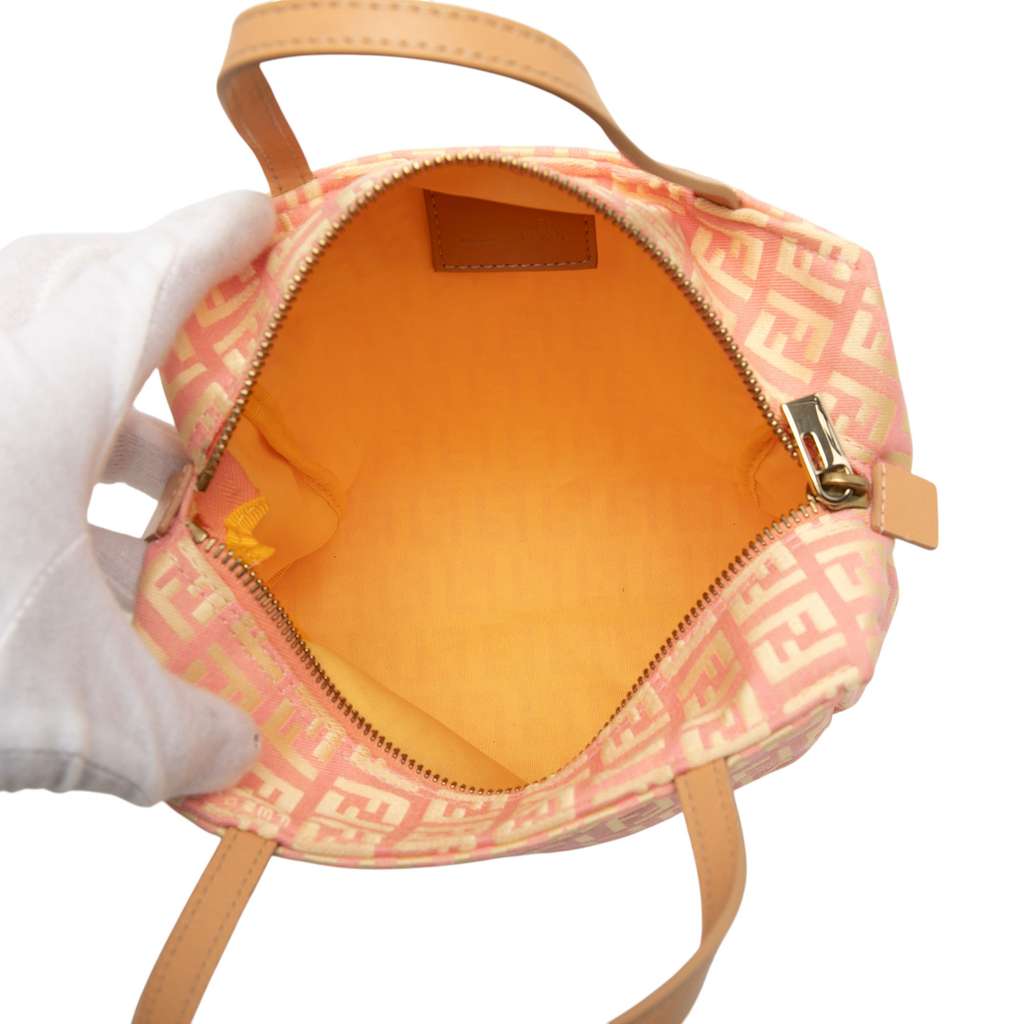 Fendi Mini Zucchino Canvas Handbag Pink Canvas Good condition - Model View